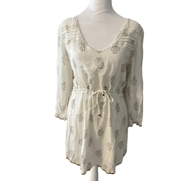 O’neill Boho Paisley White Lined Dress Women Size Small Hippie Sun - Picture 1 of 8